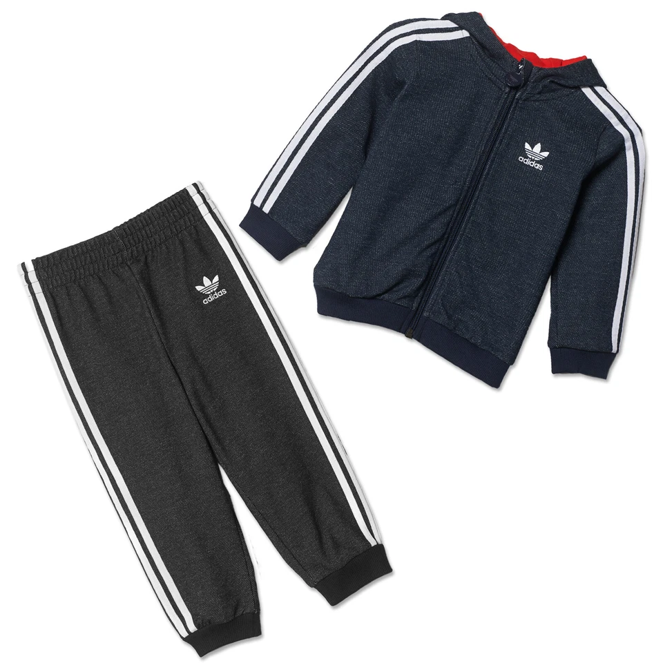 Adidas Originals Bambini Denim Firebird Suit Jogger Hoodie Giacca + Jeans 86 - Immagine 1 di 3