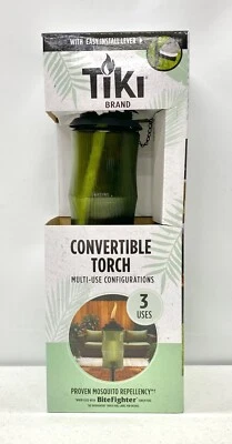 NEW Tiki Brand Carved Glass Multi Use Table Deck Garden Patio Torch w/Poles - Image 1 of 4