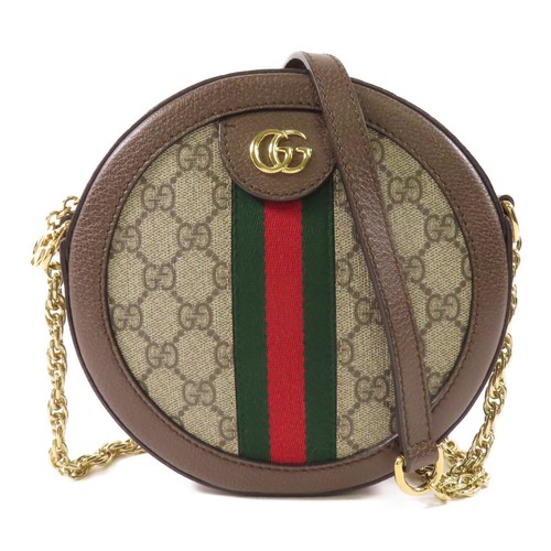 Borsa a tracolla Gucci GG GHW Ophidia catena 550618 tela rivestita marrone