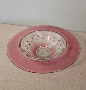 Vintage Antique TIFFIN GLASS CO. KINGS CROWN THUMBPRINT Fruit Bowl ~ Dbl Flash - Picture 1 of 6