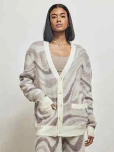 $450 TWENTY MONTREAL Spectrum Swirl Mohair Sweater Cardigan | Off White | XL - Picture 1 of 24