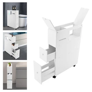Armario de almacenamiento de baño delgado blanco organizador de almacenamiento de inodoro con cajón deslizable - Imagen 1 de 21