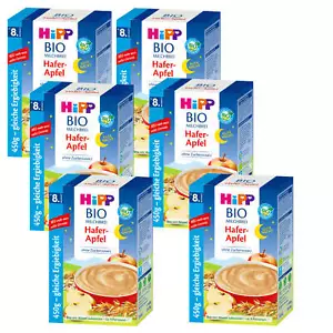 6x 450g Hipp Bio Milchbrei Gute Nacht Hafer Apfel ohne Zuckerzusatz 9 Portionen - Bild 1 von 4