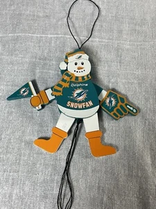 Miami Dophins NFL Holz jubelnder Schneemann Ornament #1 Schneefächer Spielzeug Urlaubsdeko - Bild 1 von 11