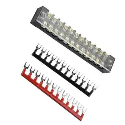 600V 15A 2Sets Dual Row 12 Position Screws Terminal Electric Barrier Strip Block - Image 1 of 4