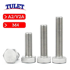 Tornillos hexagonales M4 acero inoxidable DIN 933 A2 V2A máquinas rosca izquierda tornillo - Imagen 1 de 13
