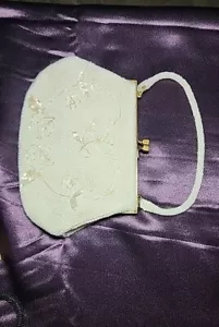 Vintage Clutch/ Evening Bag/Purse Opalescent Beaded & Sequined 6"X 5" Gold Trim - Picture 1 of 17