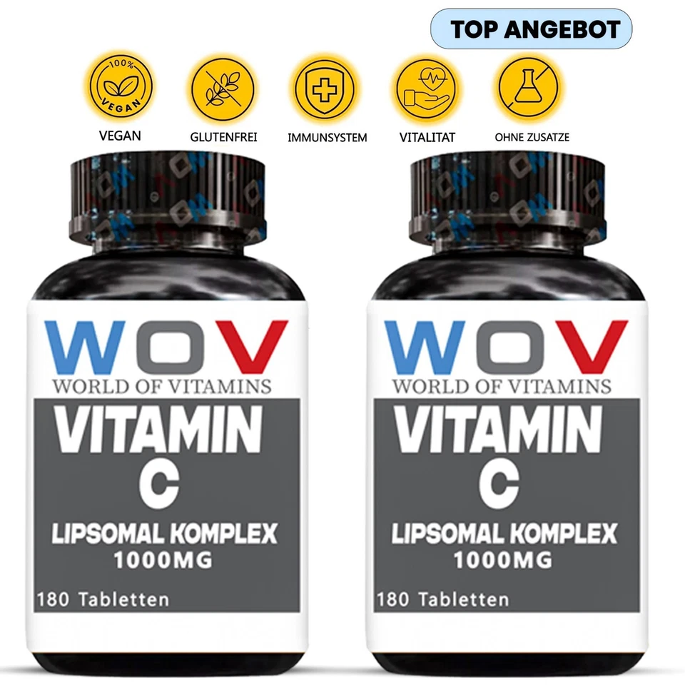 WOV® Vitamin C Komplex 1000mg , 2 x 180 Tabletten, unterstützt Immunsystem & Energie