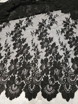 Vintage Black Floral  Lace Fabric 3.4 Yards X 31" Continuous Loop. READ  - Image 1 of 4