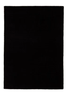 Handloom Solid Black Wool Rug 5x8 8x10 ft Handmade Carpet for Modern Living Room - Image 1 of 4