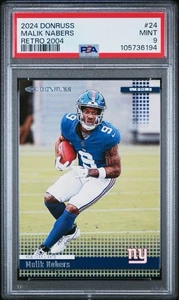 2024 Donruss Retro 2004 #24 Malik Nabers Giants RC Rookie PSA 9 MINT - Picture 1 of 2