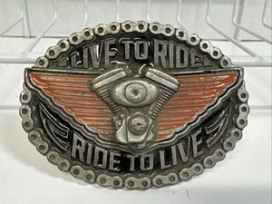 American Biker “Live To Ride - Ride To Live” Belt Buckle Motorcycle - Picture 1 of 3