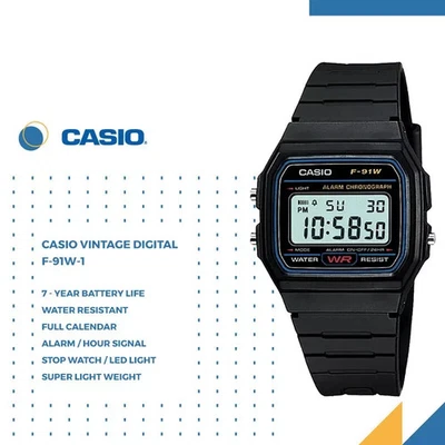 GENUINE Casio Vintage Watch Retro F91W F-91-W F-91 Unisex Watches New With Box - image 1 of 4