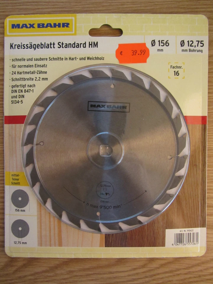 MAX BAHR AKTION Kreissägeblatt Sägeblätter alle Größen Sägeblatt Hartmetall Handkreissäge