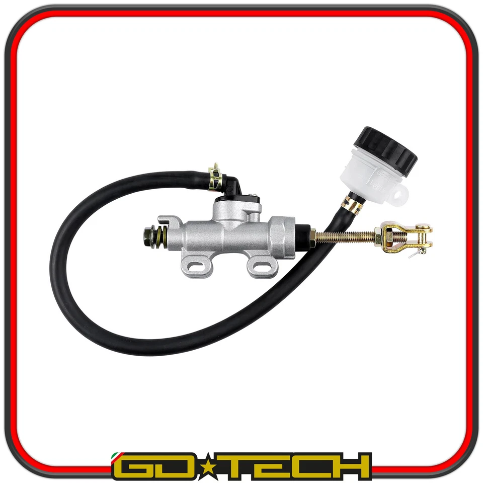 POMPA FRENO POSTERIORE MOTO CROSS ENDURO MOTARD Argento UNIVERSALE con SERBATOIO - Immagine 1 di 4