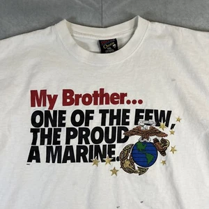 VTG 90s Soffes Marines My Brother T Shirt Mens XXL White The Few The Proud USMC - Picture 1 of 10