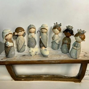 Raz Imports 10 PC NATIVITY 4.5" Resin Christmas Set Cozy Knits 3404134 Glitter - Picture 1 of 8