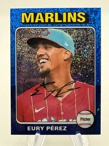 2024 Topps Heritage #374 Eury Pérez Chrome Blue Sparkle Refractor - Picture 1 of 4