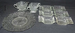 Indiana Glass EE. UU. Piña y Floral Juego de 9 piezas Ceniceros, Crema, Azúcar, Placa Base - Imagen 1 de 4