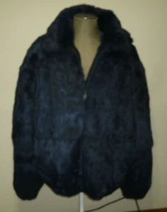 Mens Genuine Rabbit 100% Genuine Fur Winter Coat Jacket Blue 8XL - Picture 1 of 8