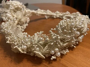 Corona da sposa vintage anni 80 con perline pezzo di testa - Foto 1 di 4