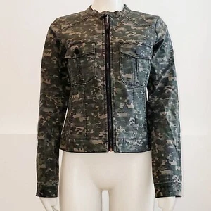 Sanctuary Size Medium Zip Up Camo Moto Jacket Flap chest pockets cotton/spandex - Picture 1 of 8