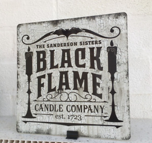 shabby vintage metal  halloween black flame candle sanderson sisters sign plaque