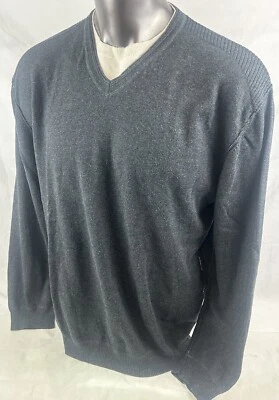 Suéter Nat Nast Cuello en V Para Hombre Talla XL Gris Carbón Mezcla Cachemira Pullover Foto 1 de 4