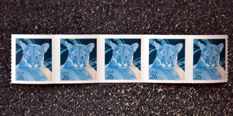 USA2007 #4141 26c Florida Panther - Coil Strip of 5  Mint NH self adhesive  cat - Image 1 of 1