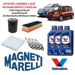 Kit Tagliando Filtri Candele Olio motore Fiat Panda 1.2 benzina 169 312 44/51 KW - Foto 1 di 1