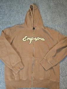 Empyre Brown Hoodie Jacket Embroidered Full Zip Y2K Size Large Skateboard Skate - Picture 1 of 6