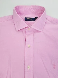 Polo Ralph Lauren taglia 16 34-35 uomo rosa bianco chaeck ricamato logo petto - Foto 1 di 10