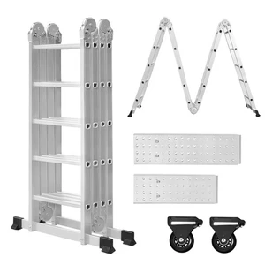Scala multiuso 6 in 1 piattaforma per ponteggi scala pieghevole scala di ormeggio scala snodata alluminio - Foto 1 di 12