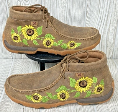 Twisted X Women's Chukka Leather Driving Moc Bomber/Sunflower Size 7.5M WDM0128 - Image 1 of 4