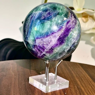 Productos de cristal de fluorita natural de 1,82 lb, hermosas bolas de fluorita de colores para t Foto 1 de 4