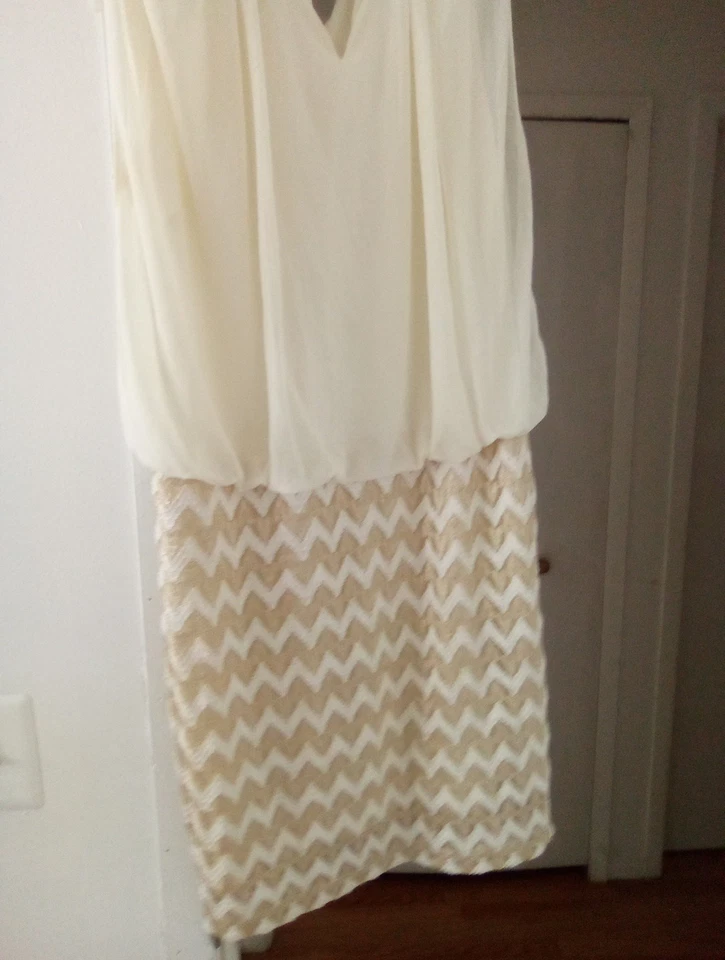 Women's Sleeveless V-Neck Dress Multicolor, Size 16 Gathered Neckline, Short Foto 1 de 1