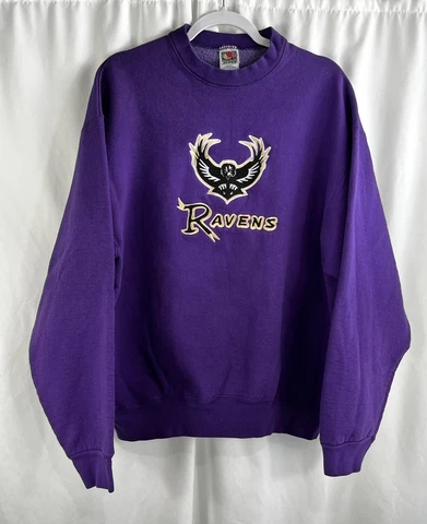 Vintage Baltimore Ravens Sweatshirt XL Purple NFL Football Logo Embroidered Cover