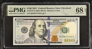 2021 $100 Federal Reserve Note Fr-2191-D Cleveland PMG68 Superb Gem EPQ - Picture 1 of 2