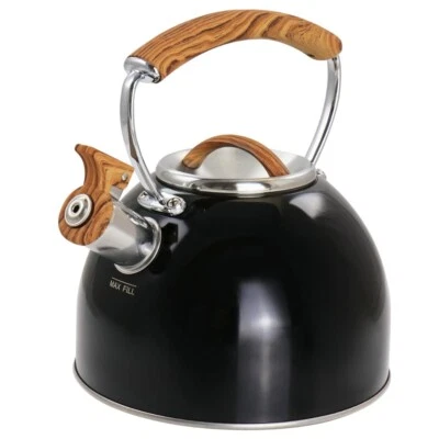 Mr. Coffee 2 Quart Stainless Steel Whistling Tea Kettle with Wood Pattern Handle - Image 1 of 3