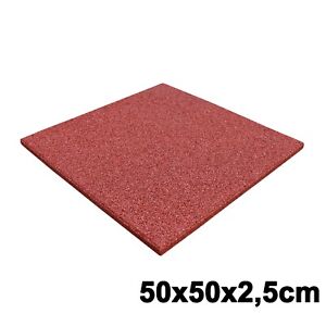 Fallschutzmatten 50x50x2,5cm Rot Gummiplatten Fallschutzplatte Spielplatzmatten