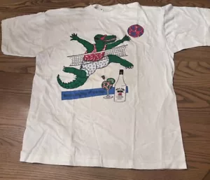 Vintage 80's Malibu Rum Malibu Mike Alligator T-Shirt Adult Large White Graphic - Picture 1 of 9