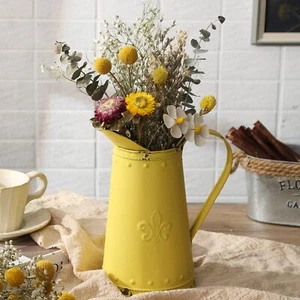 French Style Shabby Chic Vase Metal Flower Vase Vintage Jug Rustic Farmhouse ... - Picture 1 of 9