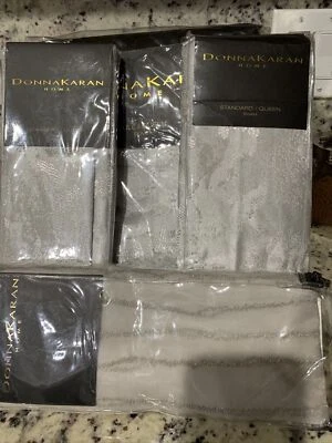 Пододеяльник Donna Karan Luna F/Queen + 2 стандарта + 1 евро наволочки платиновое серебро. Новый! - Изображение 1 из 4