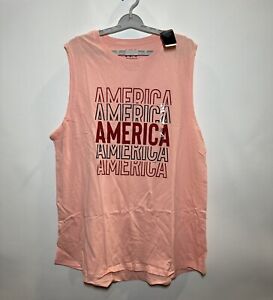 Women's Plus Size America Graphic Tank Top - Coral Pink 2X
