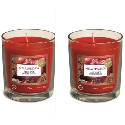 2 PACK Price's Aladino Christmas Spiced Apples Apple Spice Open Glass Jar Candle - Image 1 of 2