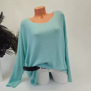Italy Pulli Zarter Feinstrick Pullover Oversize Langarmshirt Größe 44 46 48 Mint - Bild 1 von 11