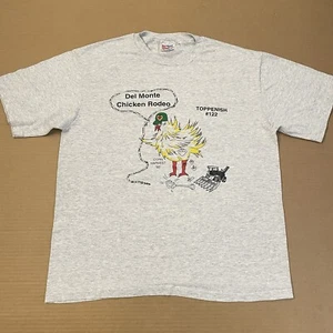 VINTAGE Chicken Cartoon Shirt Adult Large Gray Hot Funny Wings 90s Y2K Mens Vtg - Picture 1 of 10