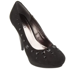 Kathy Van Zeeland " NIA" Black Studded Jewel Platform Pumps Womens SIZE 7.5 $75 - Picture 1 of 6