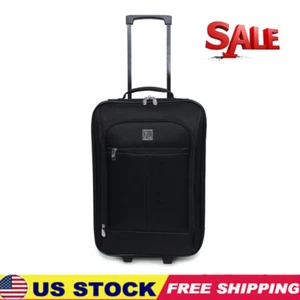 18" Softside Carry-on Luggage Black Travel Suitcase Rolling Wheels Case Black - Picture 1 of 11