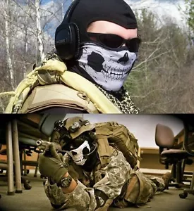 UrbanSource schwarz nahtlos Totenkopf Gesicht Schlauch Maske COD GHOST Cold Gear halber Punkt - Bild 1 von 6